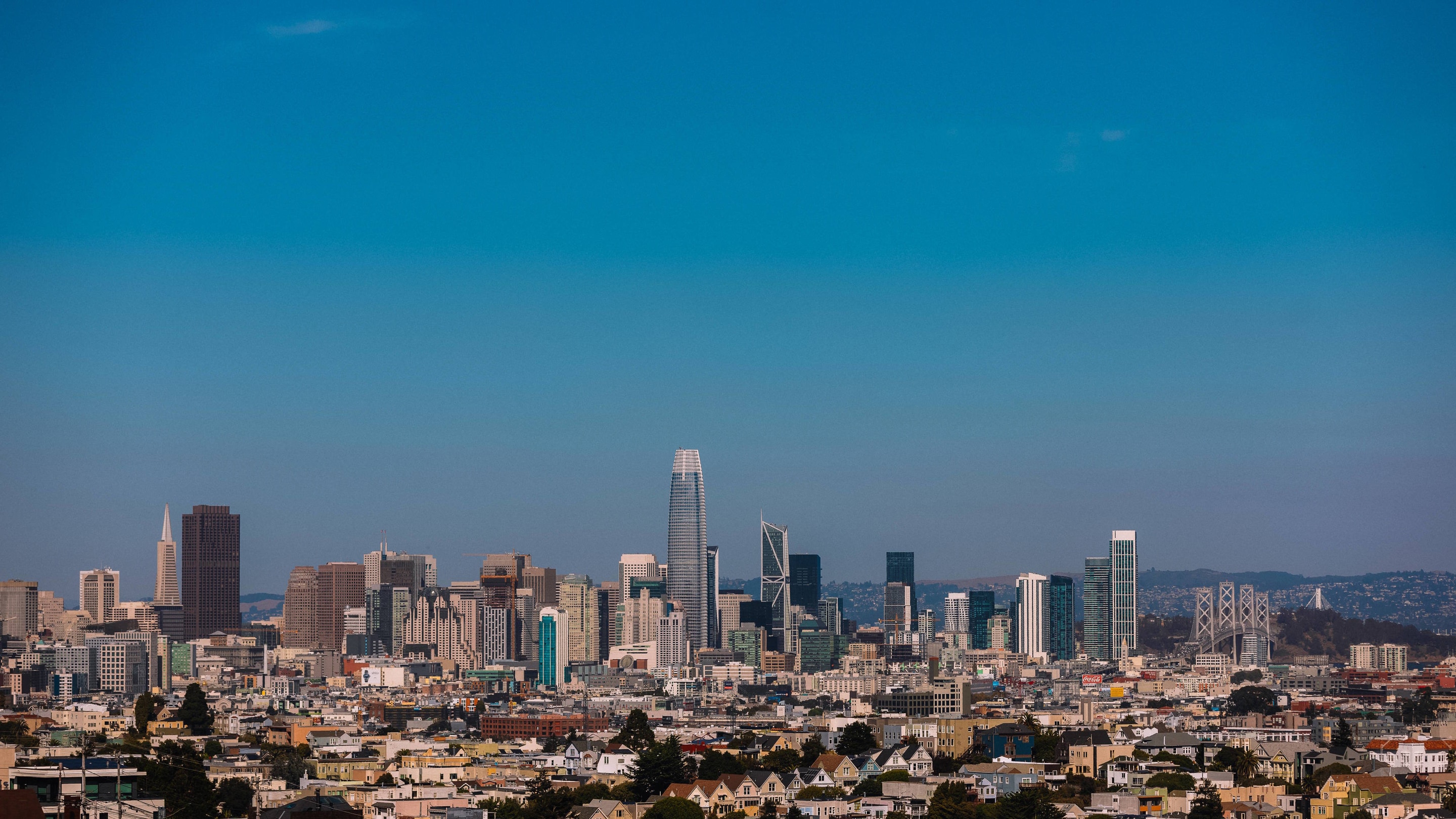 Distant skyline view of San Francisco 