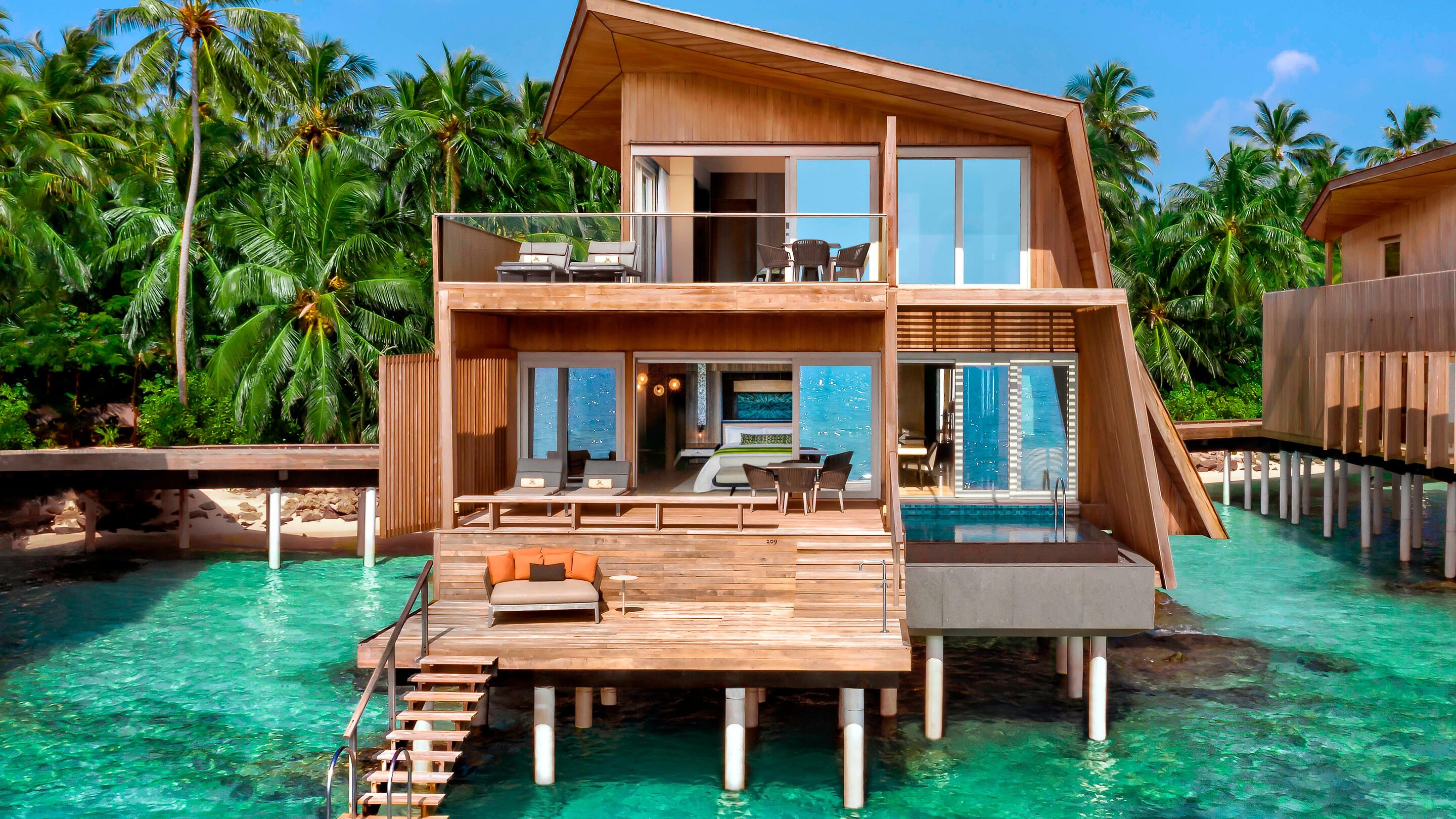 Two Story Overwater Villa with two bedrooms, full deck overlooking the ocean