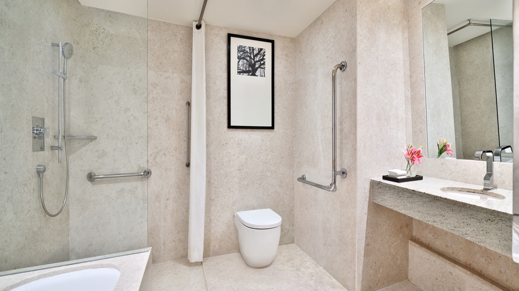Baño de la habitación Premier Deluxe accesible para personas con discapacidades - Bañera y ducha con acceso para sillas de ruedas