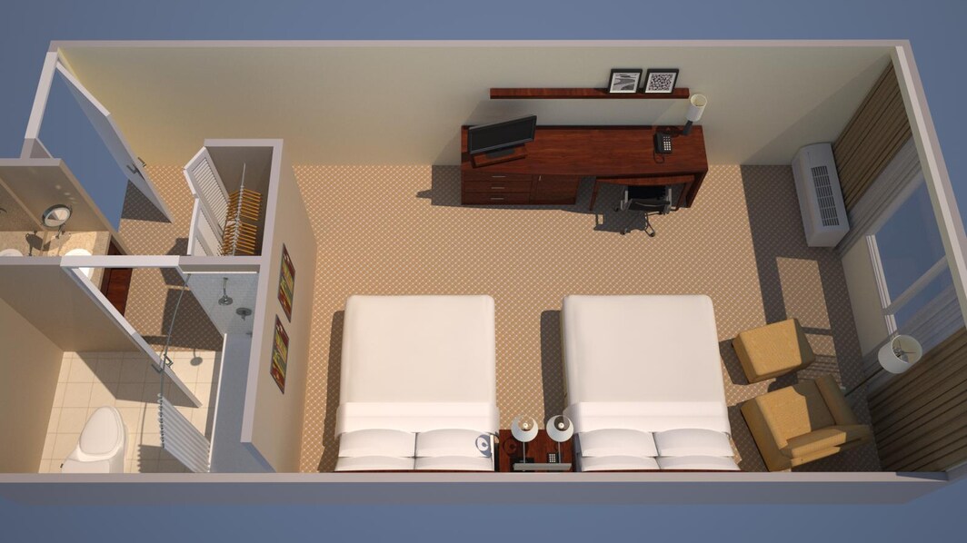 Gästezimmer mit zwei Queensize-Betten
