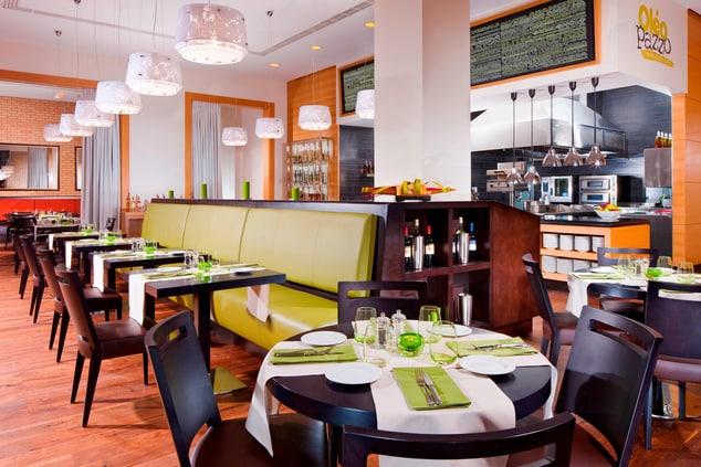 Mediterranean Restaurant features open kitchen