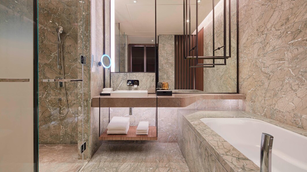 Baignoire et douche séparées d’une salle de bain Deluxe