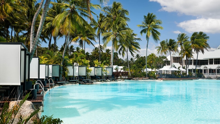 Private Cabanas surrounding the resort pool. 