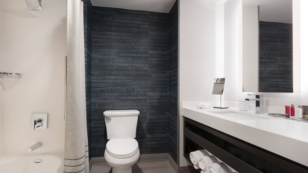客室バスルーム ‐ バスタブとシャワーのコンビネーション