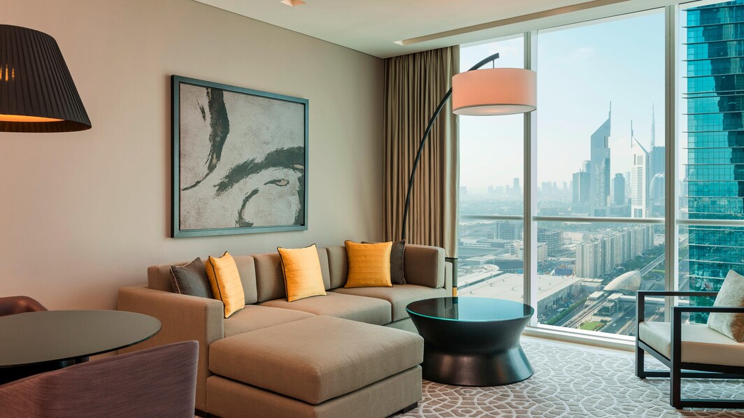 Apartamento de dos dormitorios, apartamento de 2 dormitorios, 1 cama King o 2 camas individuales, vista a Sheikh Zayed R.