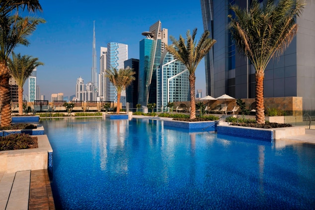 Dubai hotel pool with view