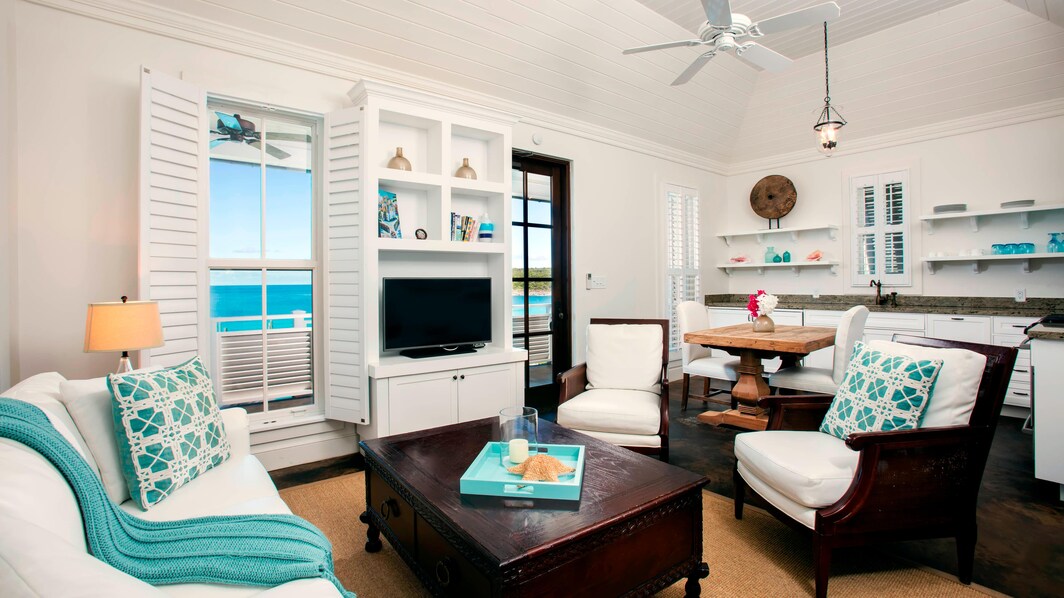 Villa Premium de um quarto de frente para o mar no resort French Leave - Área de estar