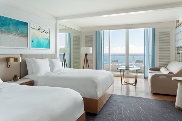 Oceanfront View, Club lounge access, Guest room, 2 Queen, Oceanfront, Balcony