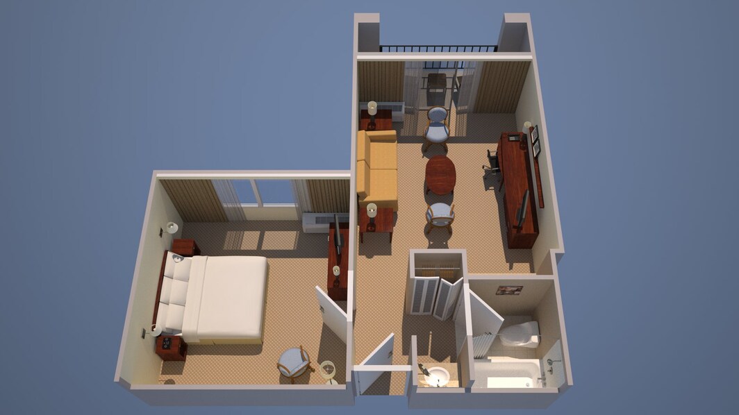 Suite de un dormitorio - 1 cama King, sofá-cama y balcón