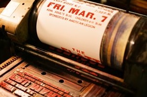 letterpress machine and printed poster