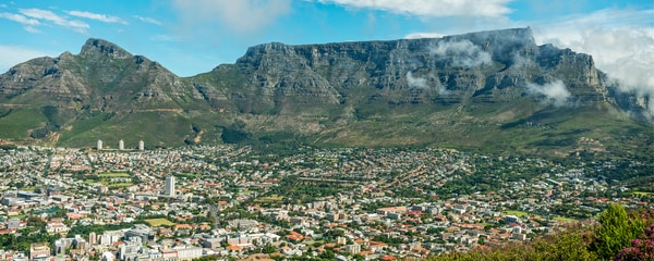 Table mountain with blue skies above