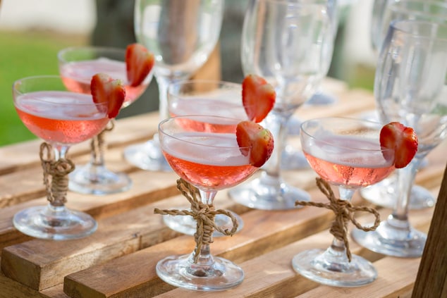 Signature Strawberry Cosmopolitan Wedding Cocktails
