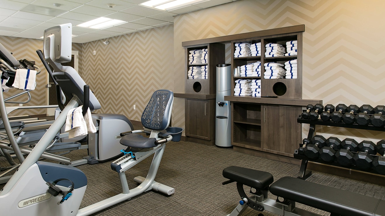 On-site Fitness Center with Weights and Equipment