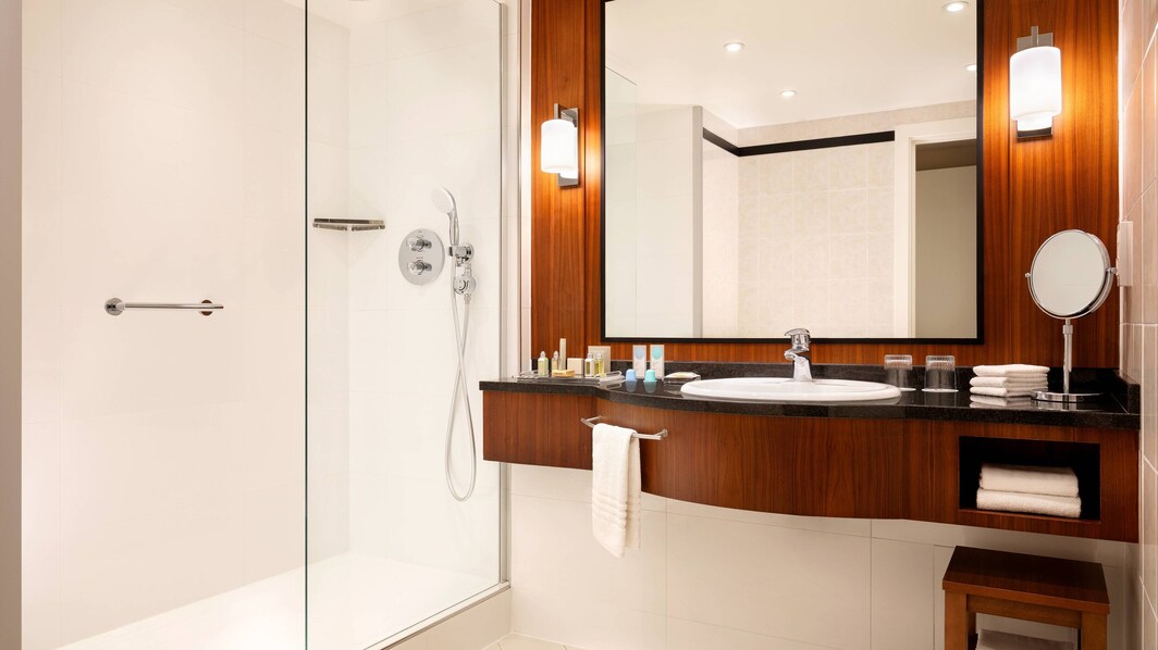 Ванная комната люкса Prestige с видом на море – безбарьерный душ