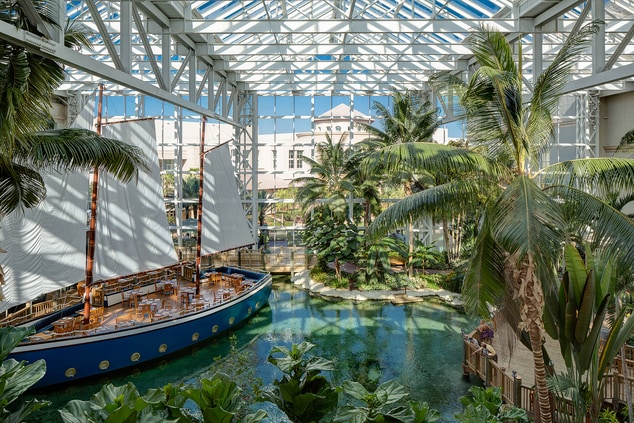 Gaylord Palms key west atrium with sailboat