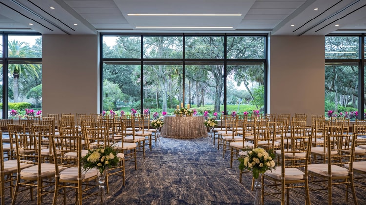 Canaveral room with wedding ceremony setup.