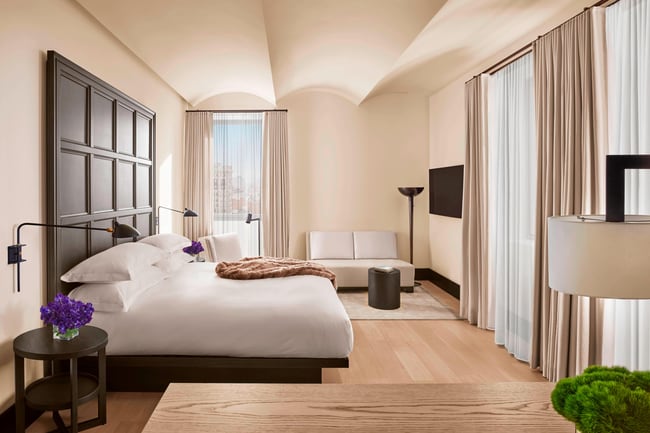 Luxury guest rooms at the New York EDITION in the heart of midtown Manhattan.