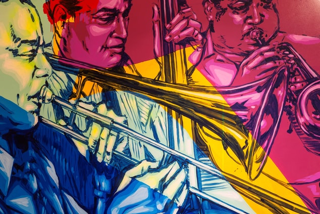 Multicolored jazz inspired painting - 3 musicians