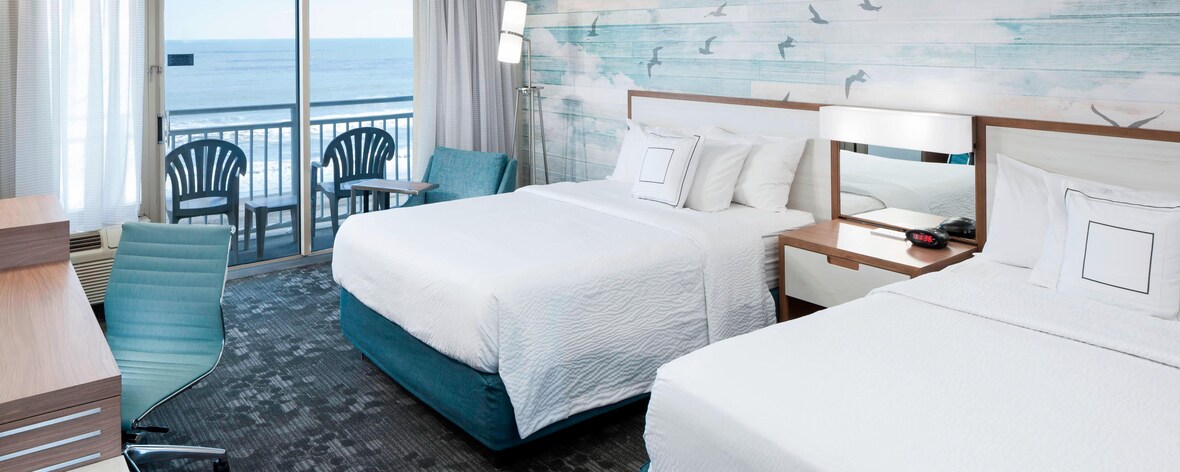 Habitación con dos camas Queen frente al mar