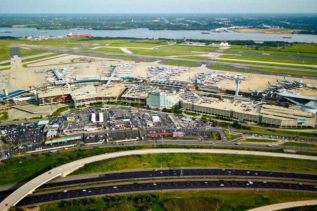 Vue aérienne de l'hôtel de l'aéroport de Philadelphie