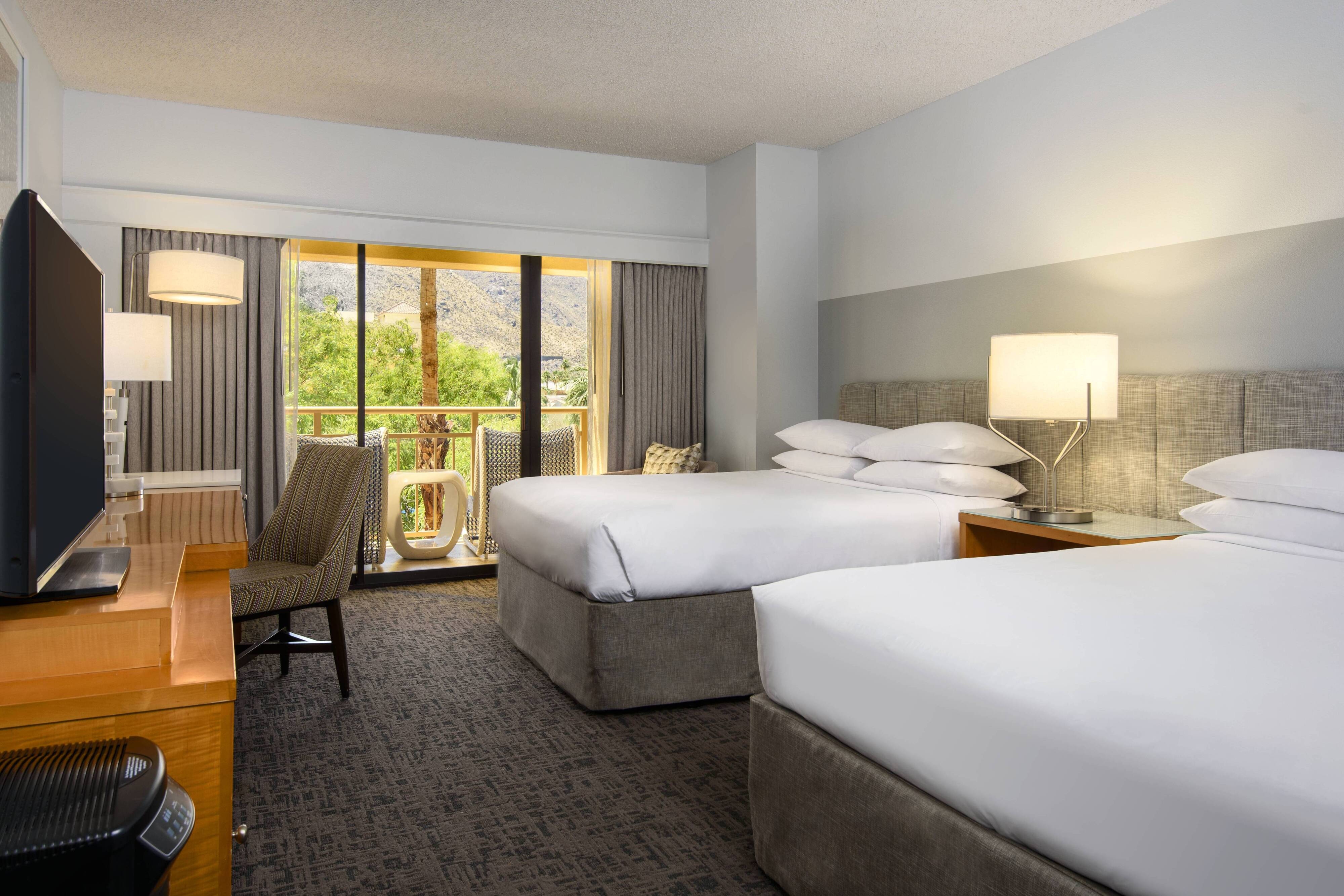 hotel guest room double queen beds