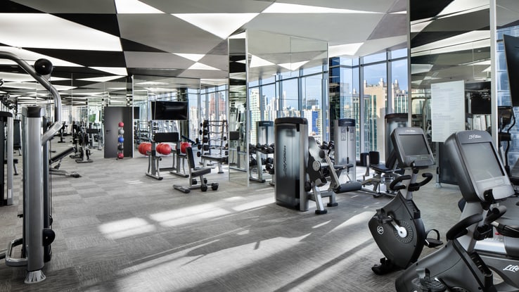 Fitness Center cardio and weight equipment.