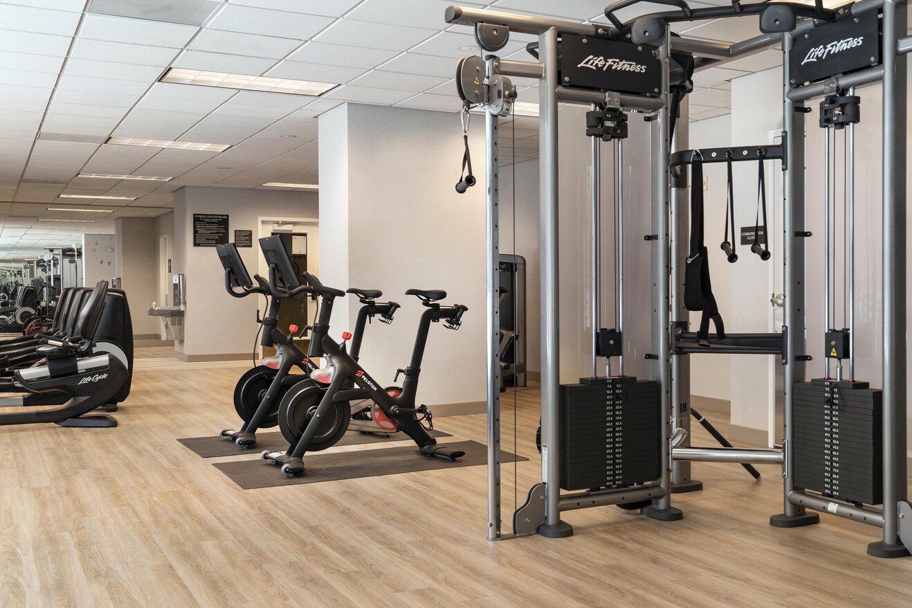Fitness Center Pelotons and Pulley Machines