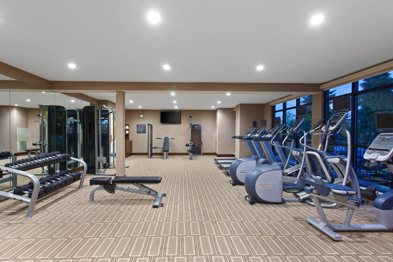 Hotel fitness center with treadmill and elliptical