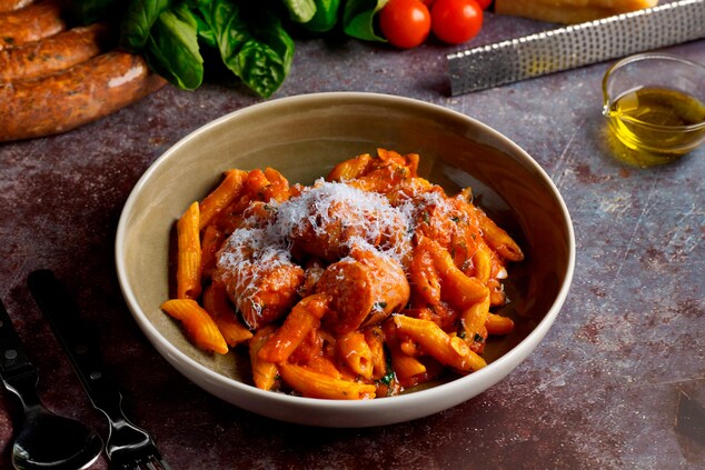 Cook & Brew - Penne and Sausage with Red Sauce