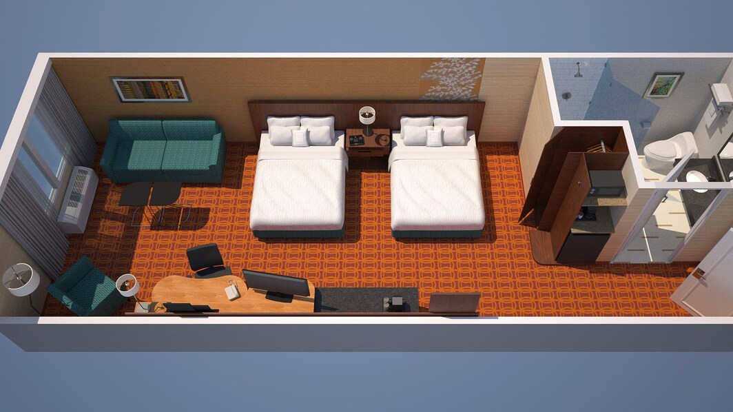 Chambre avec deux lits queen size