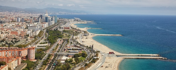  Beaches of Barcelona and city panorama
