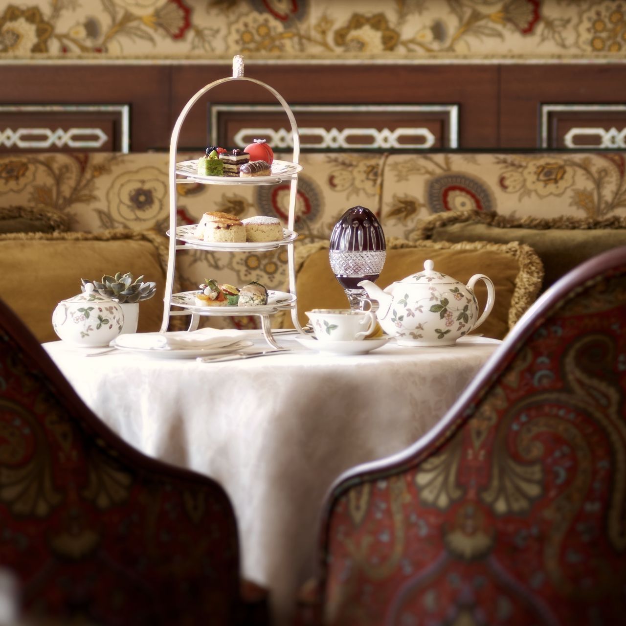 A full tea service at The Ritz-Carlton, Bahrain.