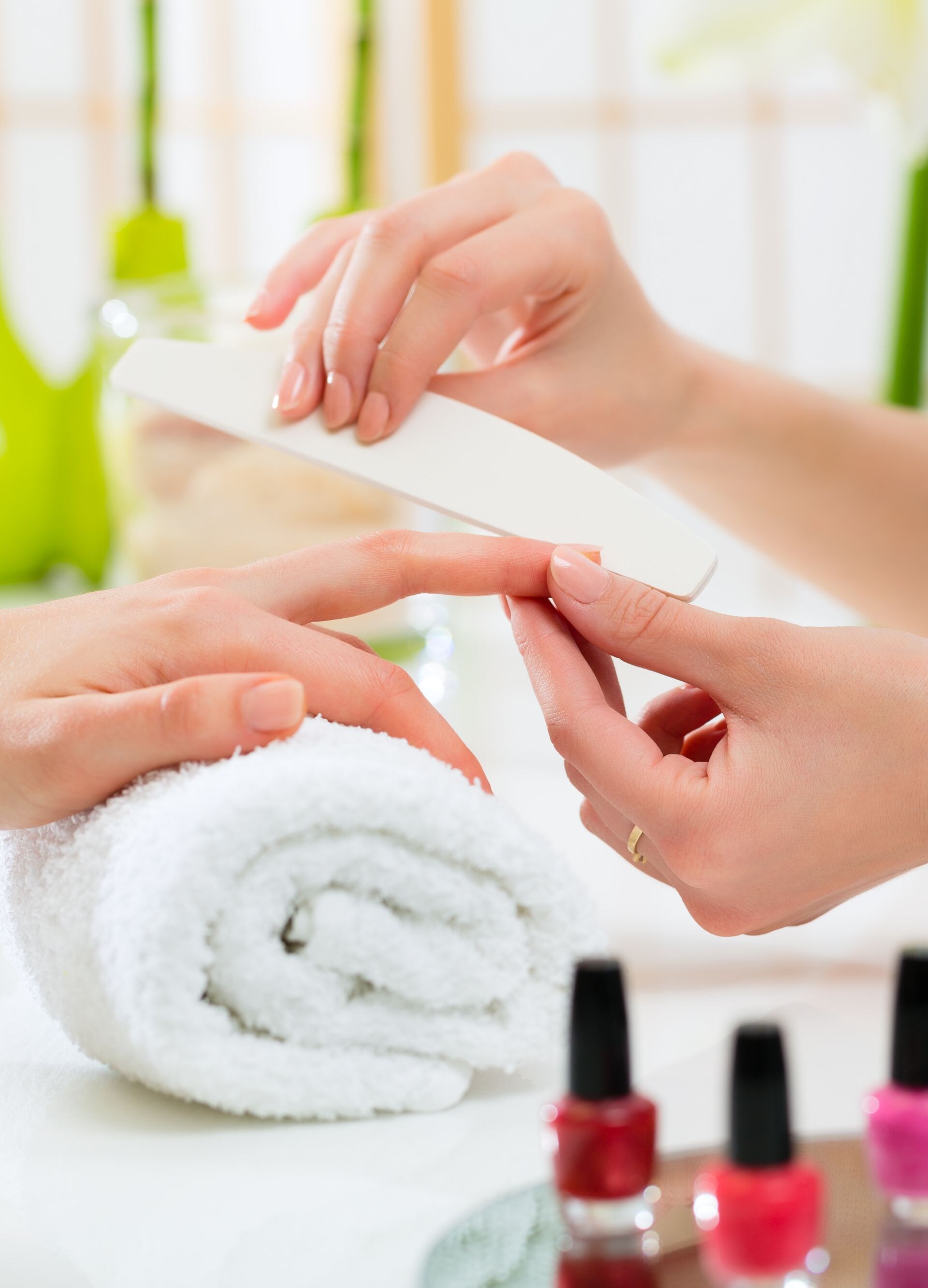 Adult, Beautician, Beautiful, Beauty, Beauty Spa, Body Care, Bouquet, Caucasian, Colors, Cosmetics, Fingernail, Human Finger, Human Hand, Job, Lifestyles, Luxury, Manicure, Manicure Set, Multi Colored, Nail File, Nail Salon, Occupation, One Person, People, Polishing, Rasp, Relaxation, Service, Studio, Studio Shot, Two People, Wellbeing, Women