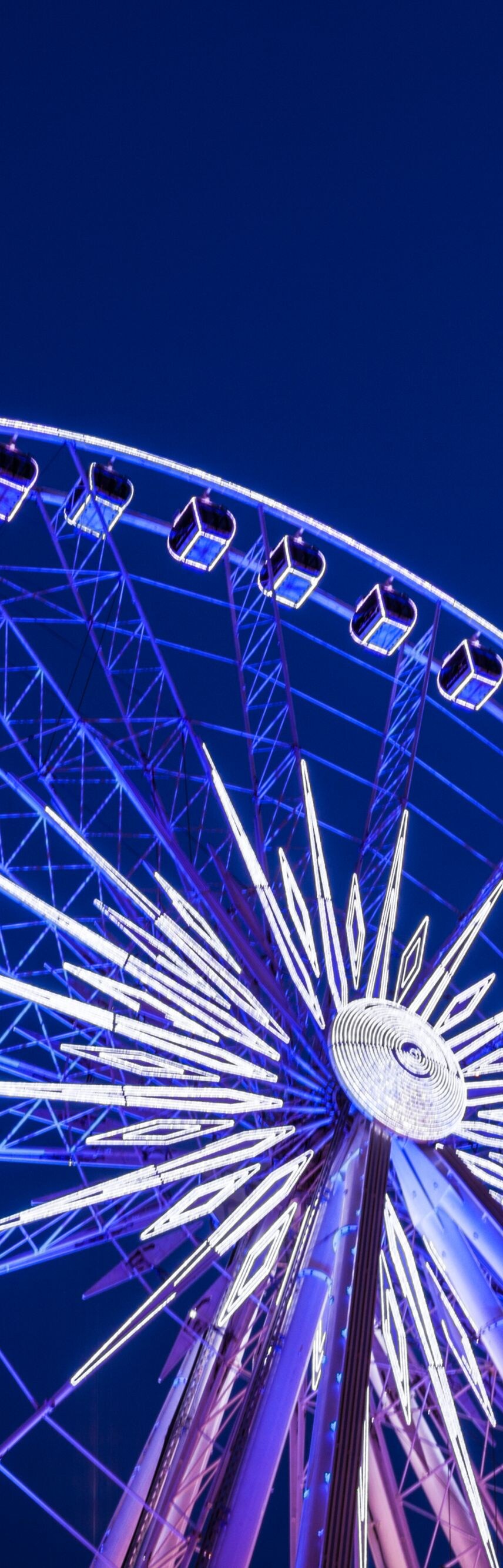 Travel, Tourism, Leisure Activity, Nightlife, Spinning, Ferris Wheel, Amusement Park Ride, Illuminated, Enjoyment, Famous Place, Entertainment, Travel Destinations, Horizontal, Recreational Pursuit, Atlanta, Georgia - Us State
