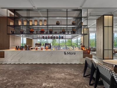 Restaurant buffet and seating for dining