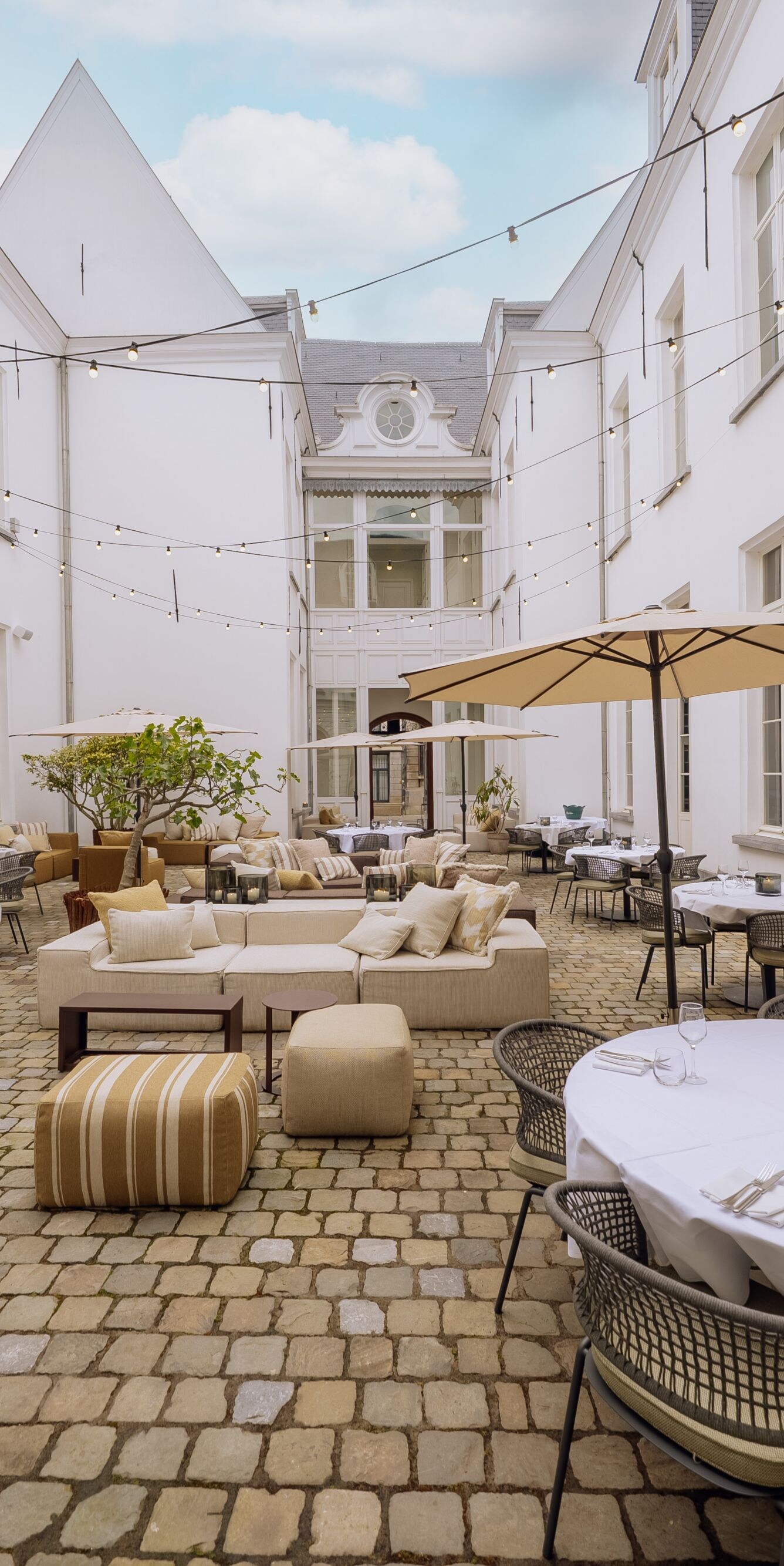 Open-air  patio with a warm, inviting atmosphere