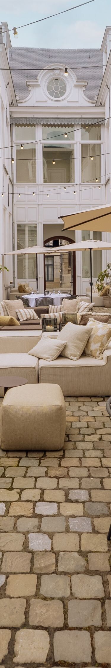 Open-air  patio with a warm, inviting atmosphere