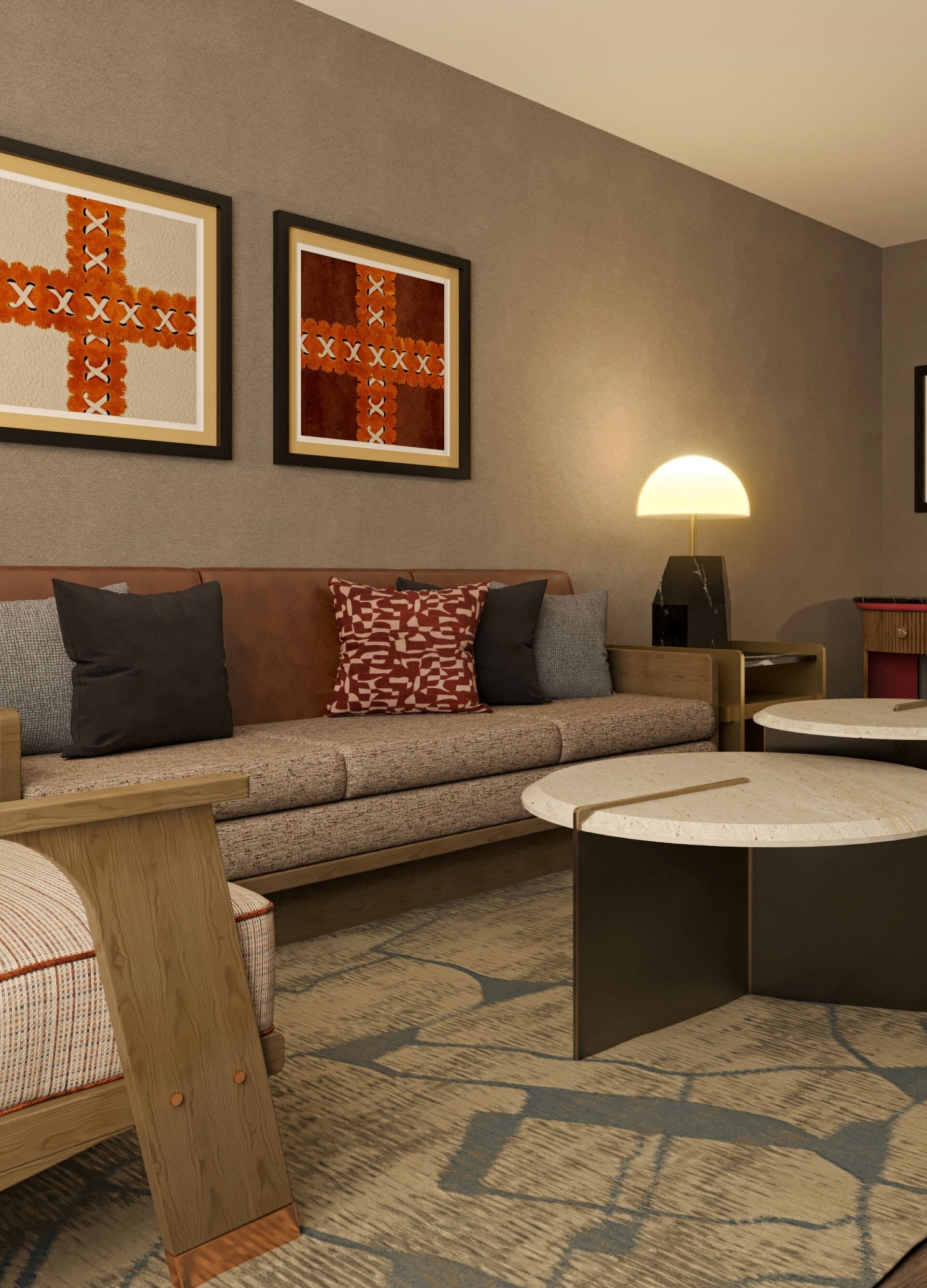 Living room with sofa and chairs
