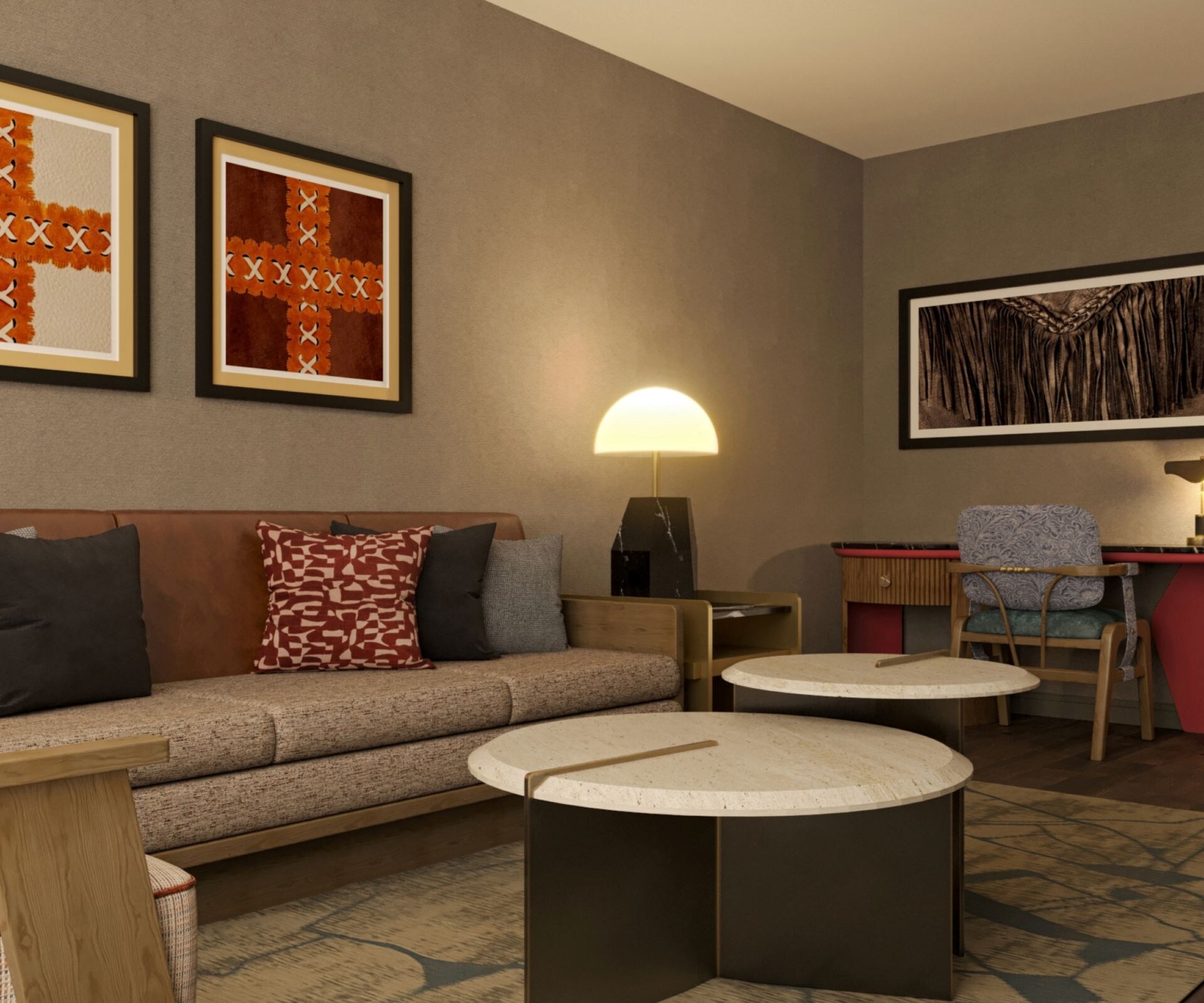 Living room with sofa and chairs