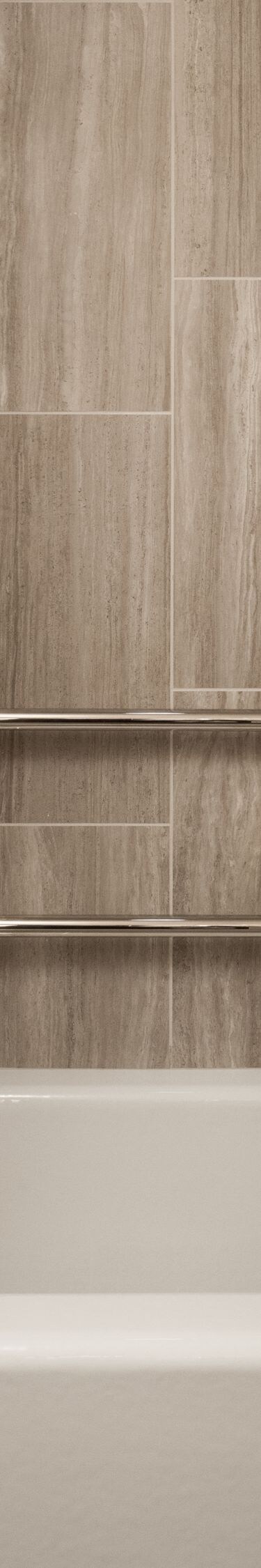 Accessible tub with shower seat and grab bars