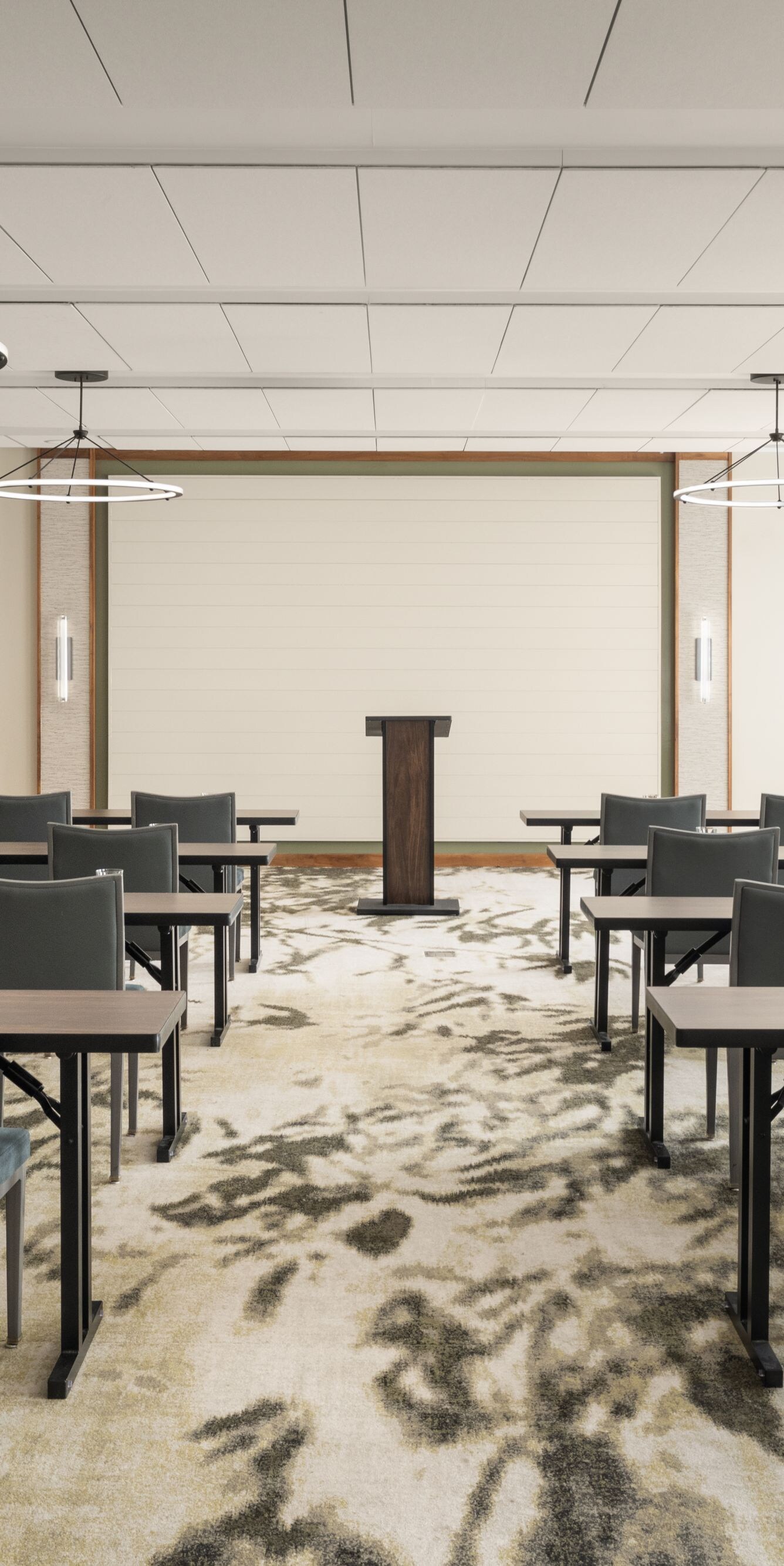 meeting room set up in a classroom style