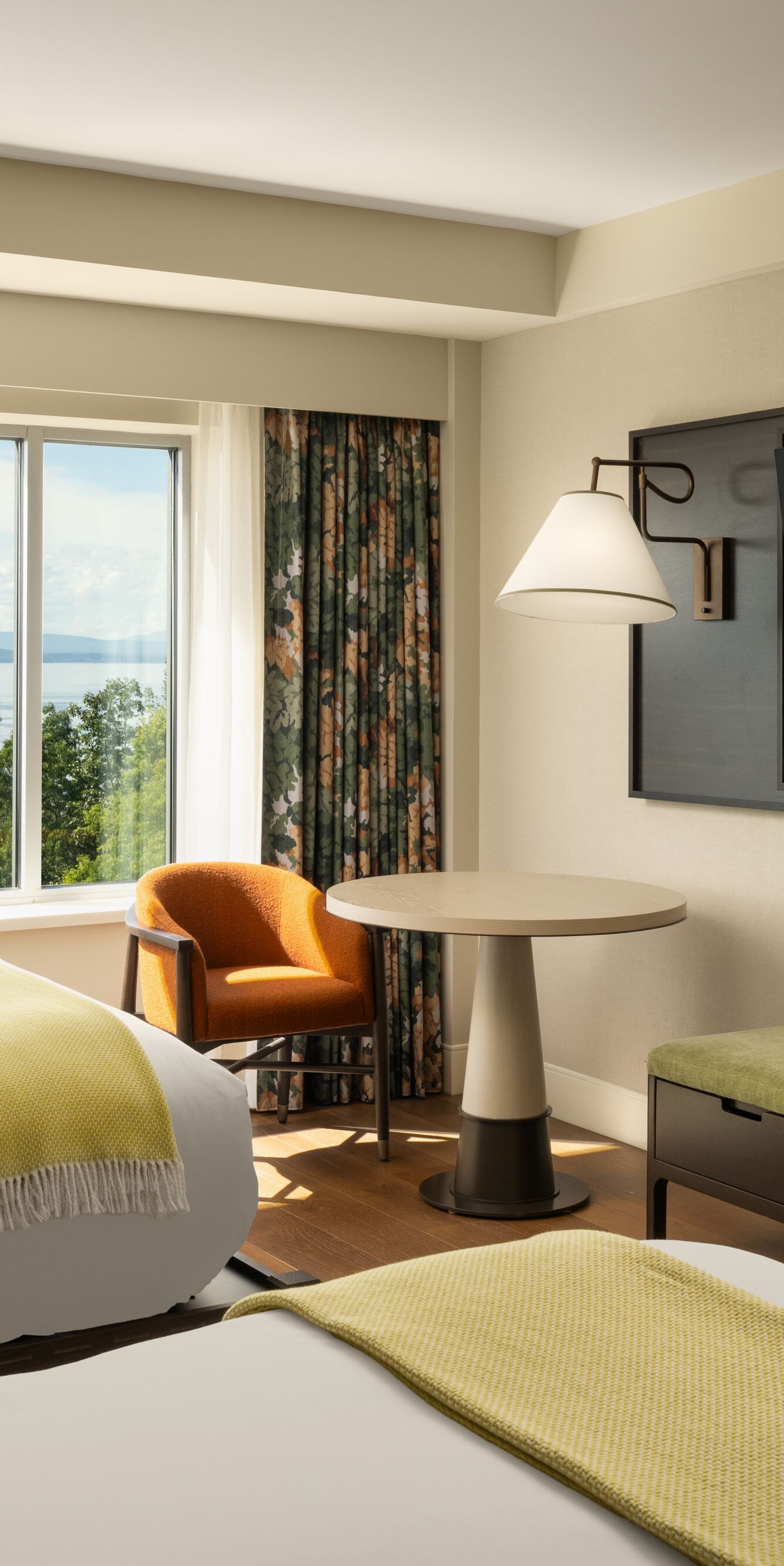 Guest room with two queen beds and lake view