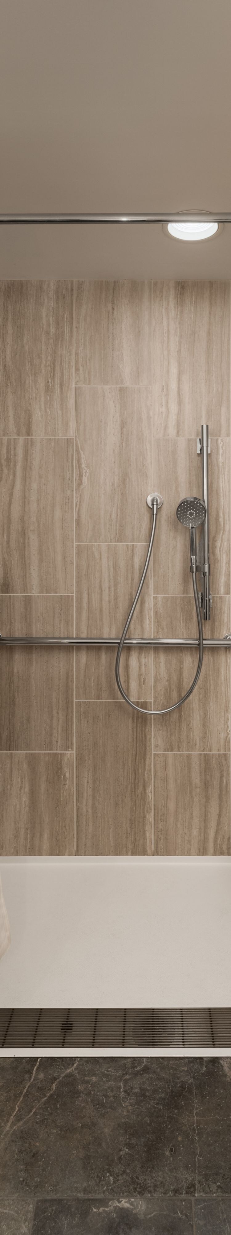 Roll in Accessible Shower with shower seat 