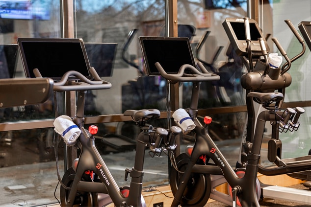 fitness center exercise bikes