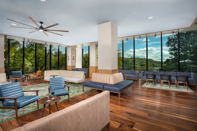 Lobby seating area with Lake View