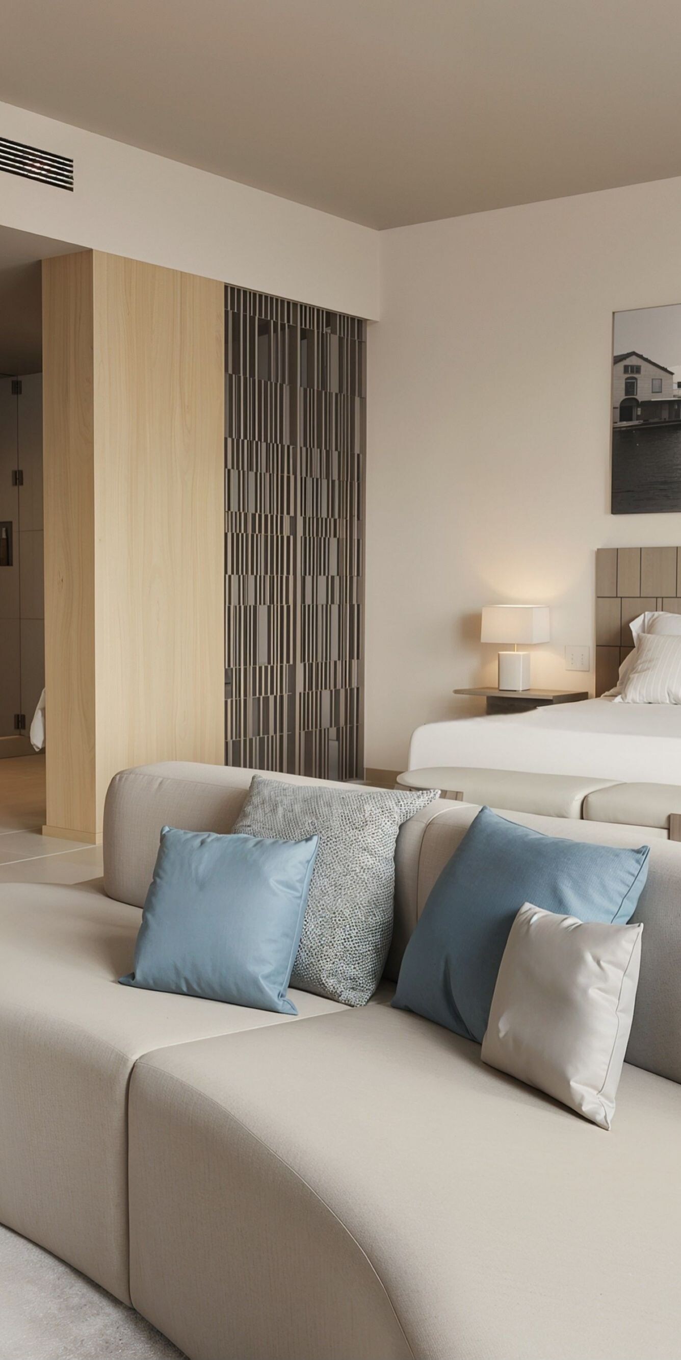Bright suite with bed