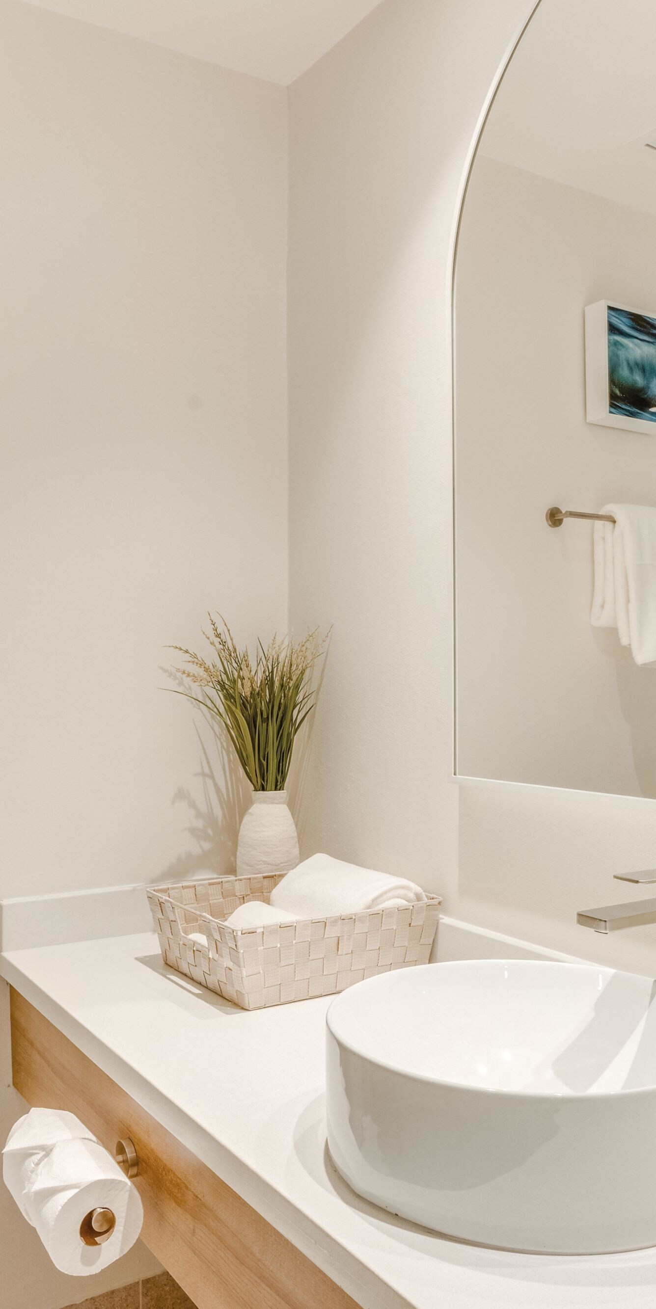 Modern bathroom with round sink