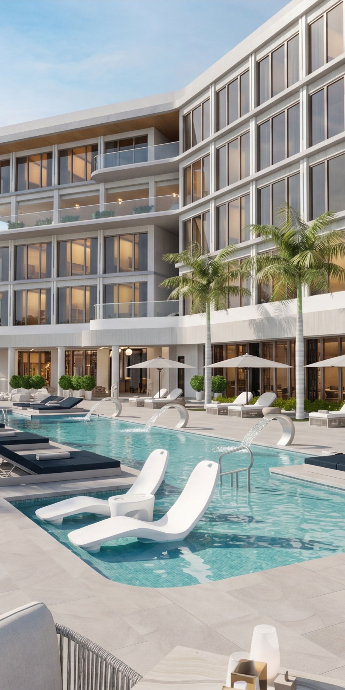 Pool surrounded by palms