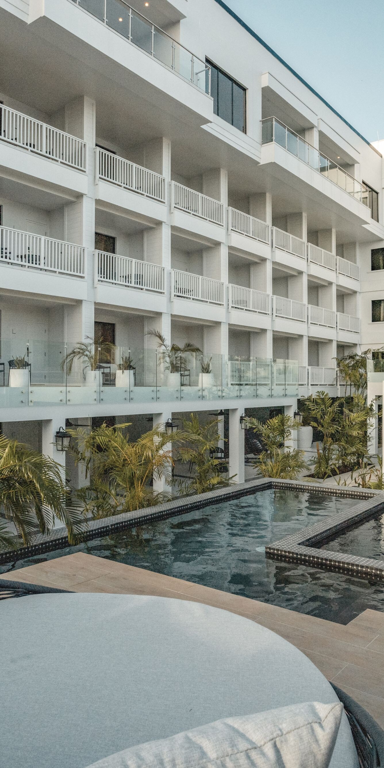 Outdoor pool with lounge seating