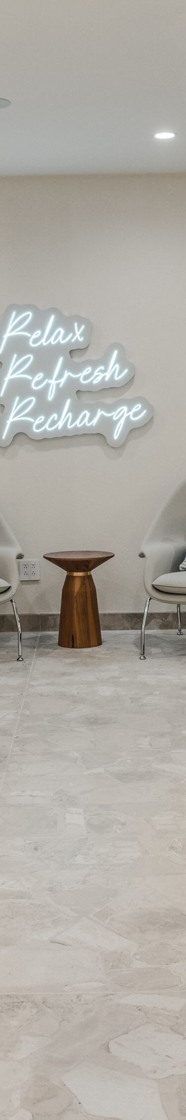Salon chairs with mirrors and wash station